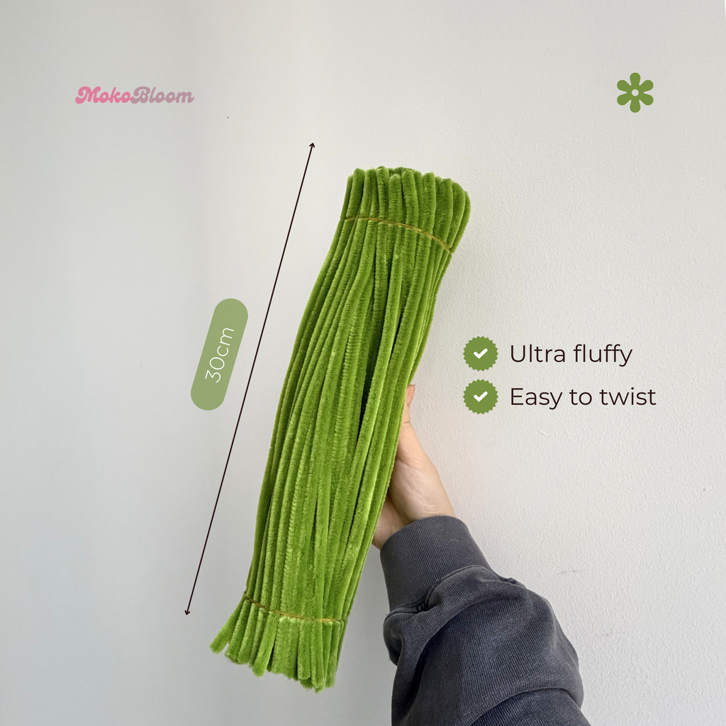 Mixed Greens Set | 300pc Green/White Pipe Cleaner Supplies Bundle