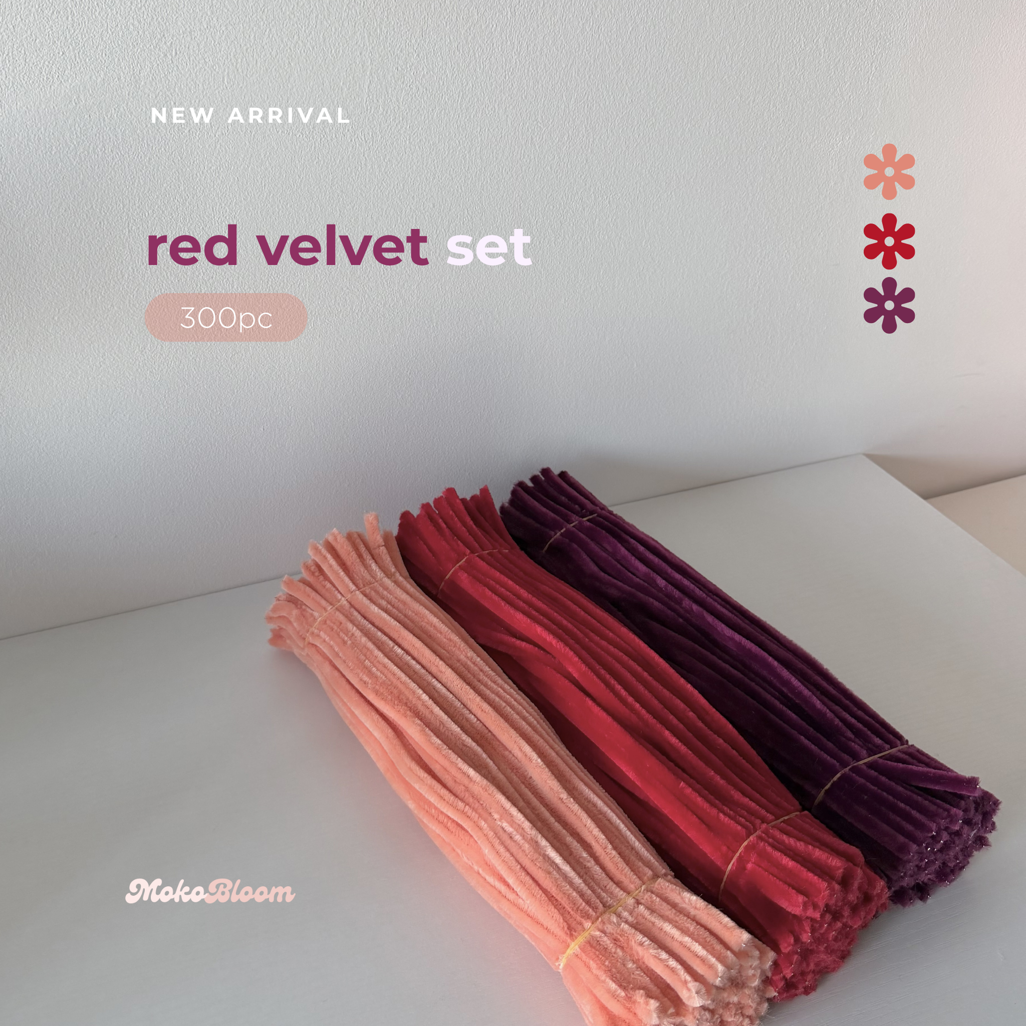 Red Velvet Set | 300pc Red Pipecleaner Supplies Bundle