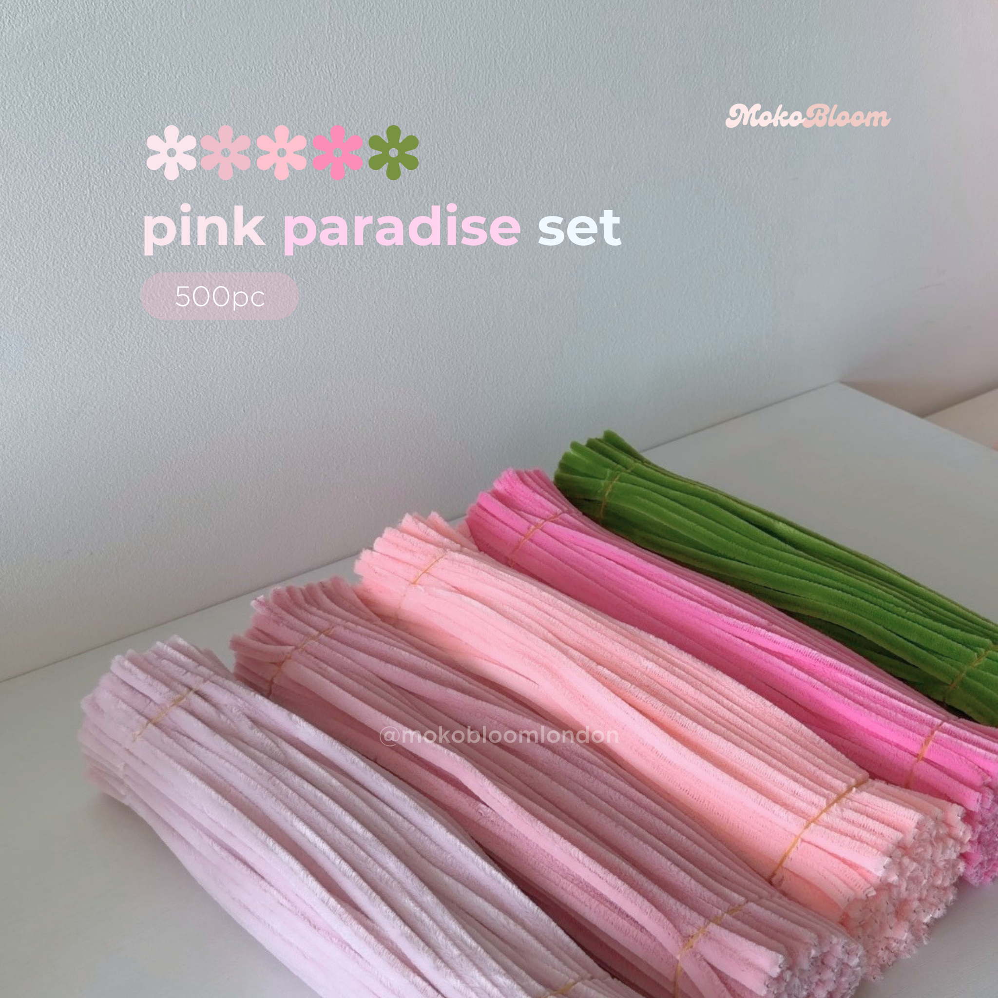 Pink Paradise Set | 500pc Pink Pipe Cleaner Supplies Bundle