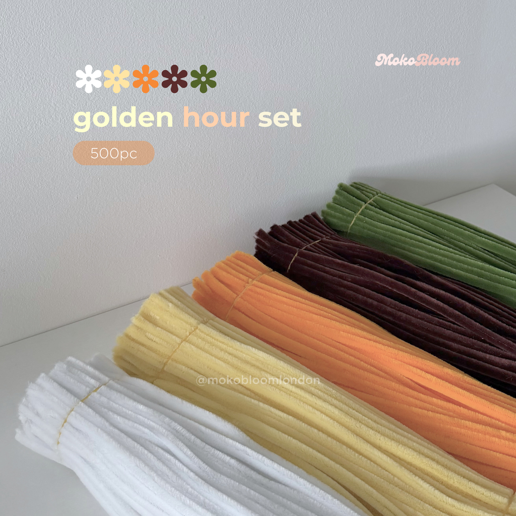 Golden Hour Set | 500pc Yellow/Orange Pipe Cleaner Supplies Bundle