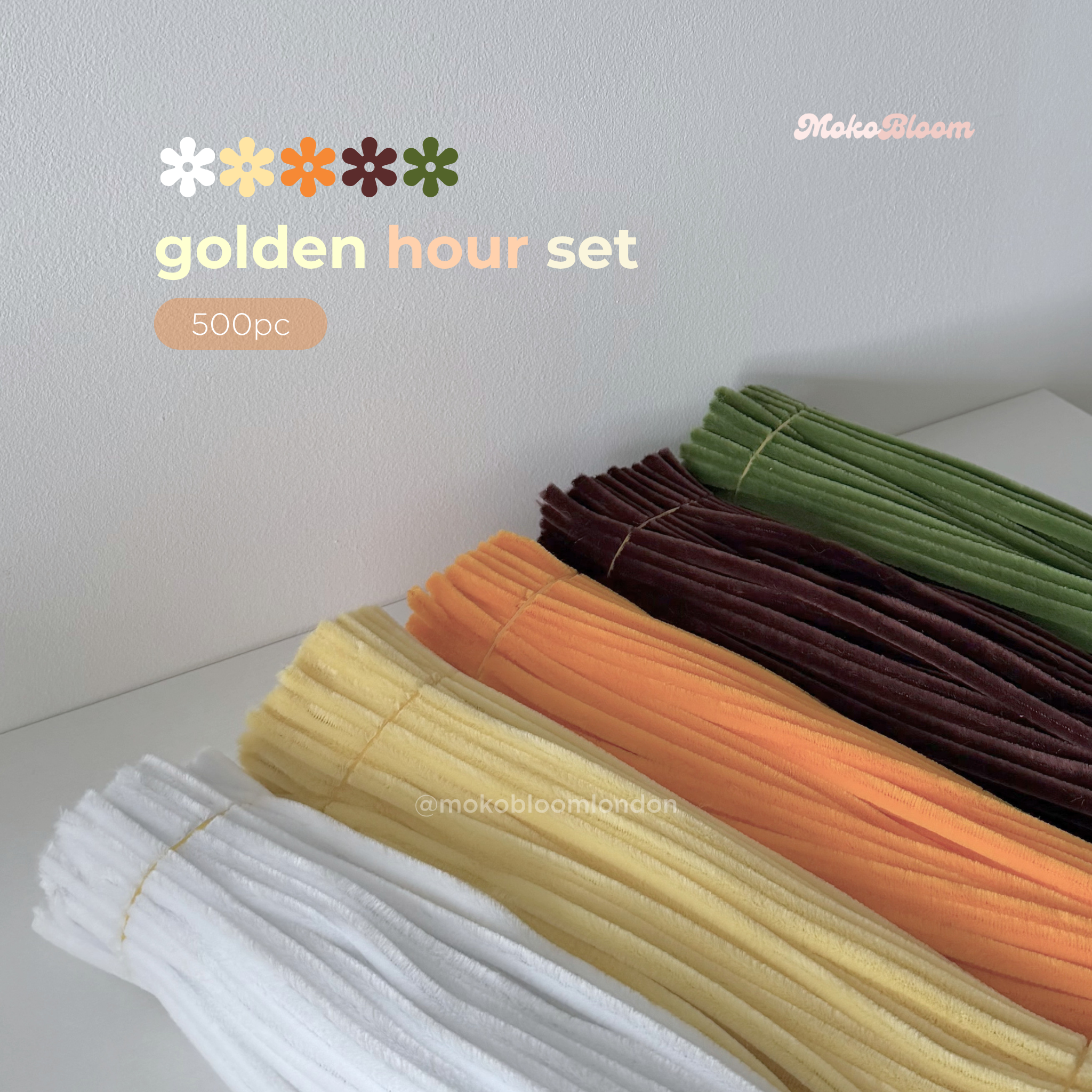 Golden Hour Set | 500pc Yellow/Orange Pipe Cleaner Supplies Bundle