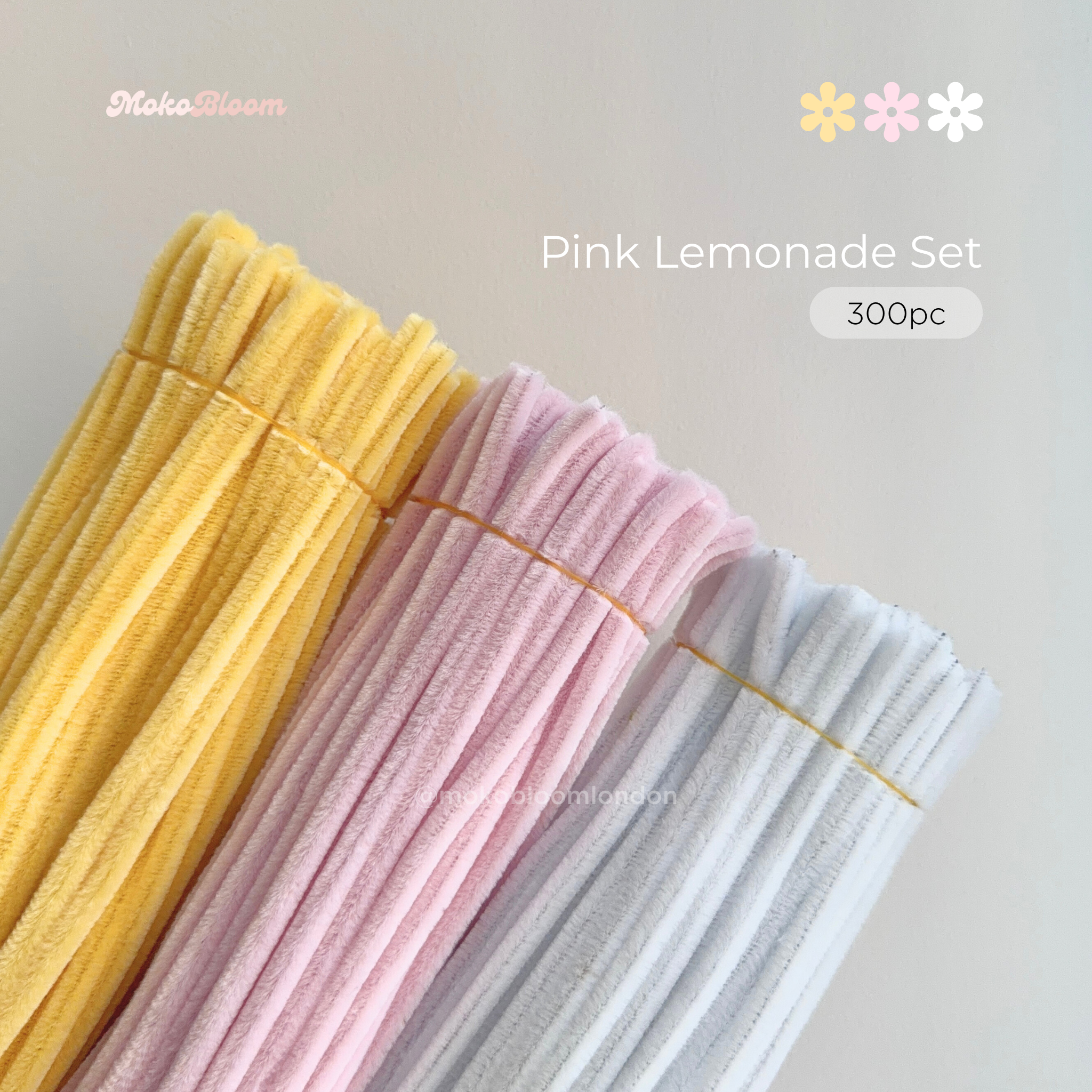 Pink Lemonade Set | 300pc Pink/Yellow Pipe Cleaner Supplies Bundle