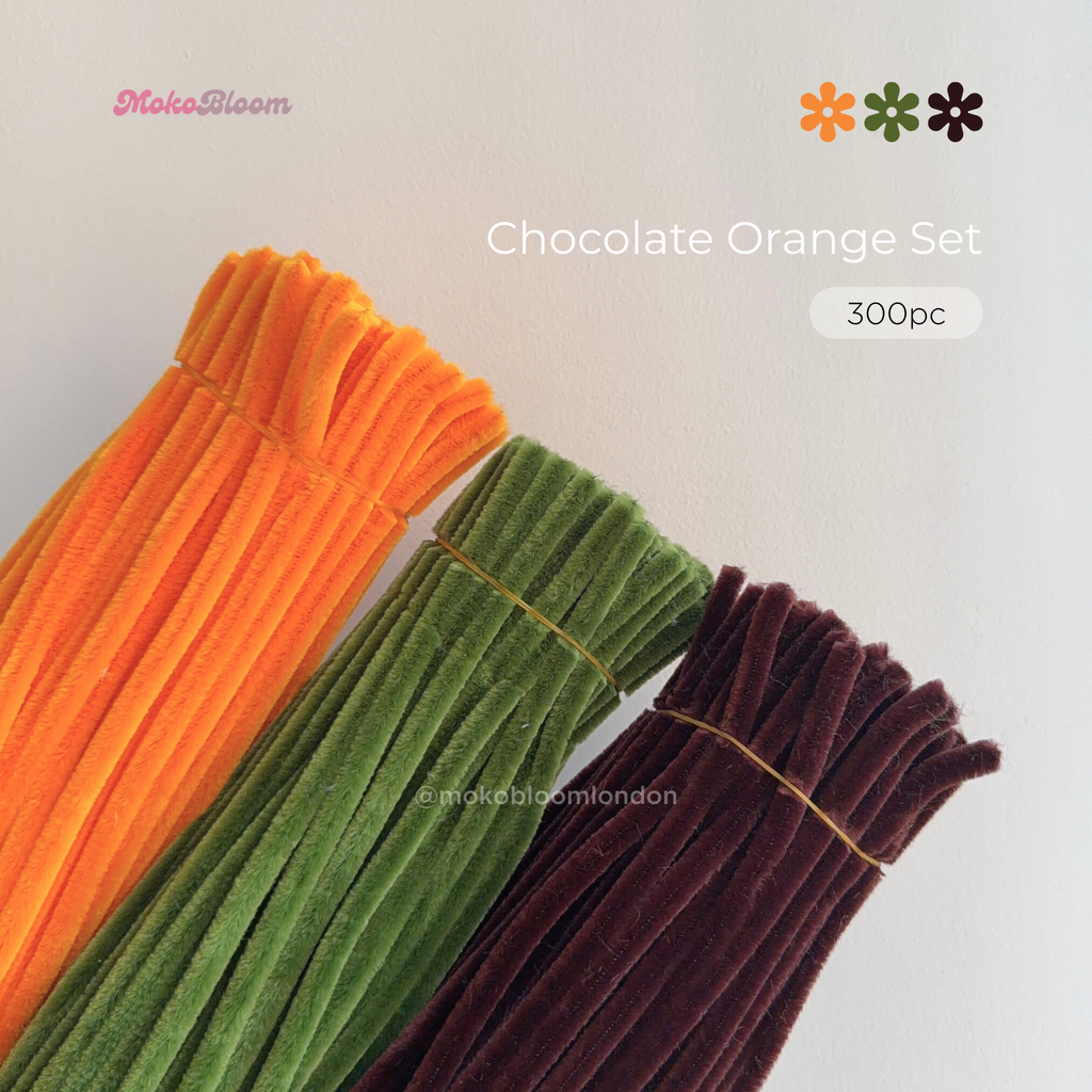 Chocolate Orange Set | 300pc Orange/Brown Pipe Cleaner Supplies Bundle