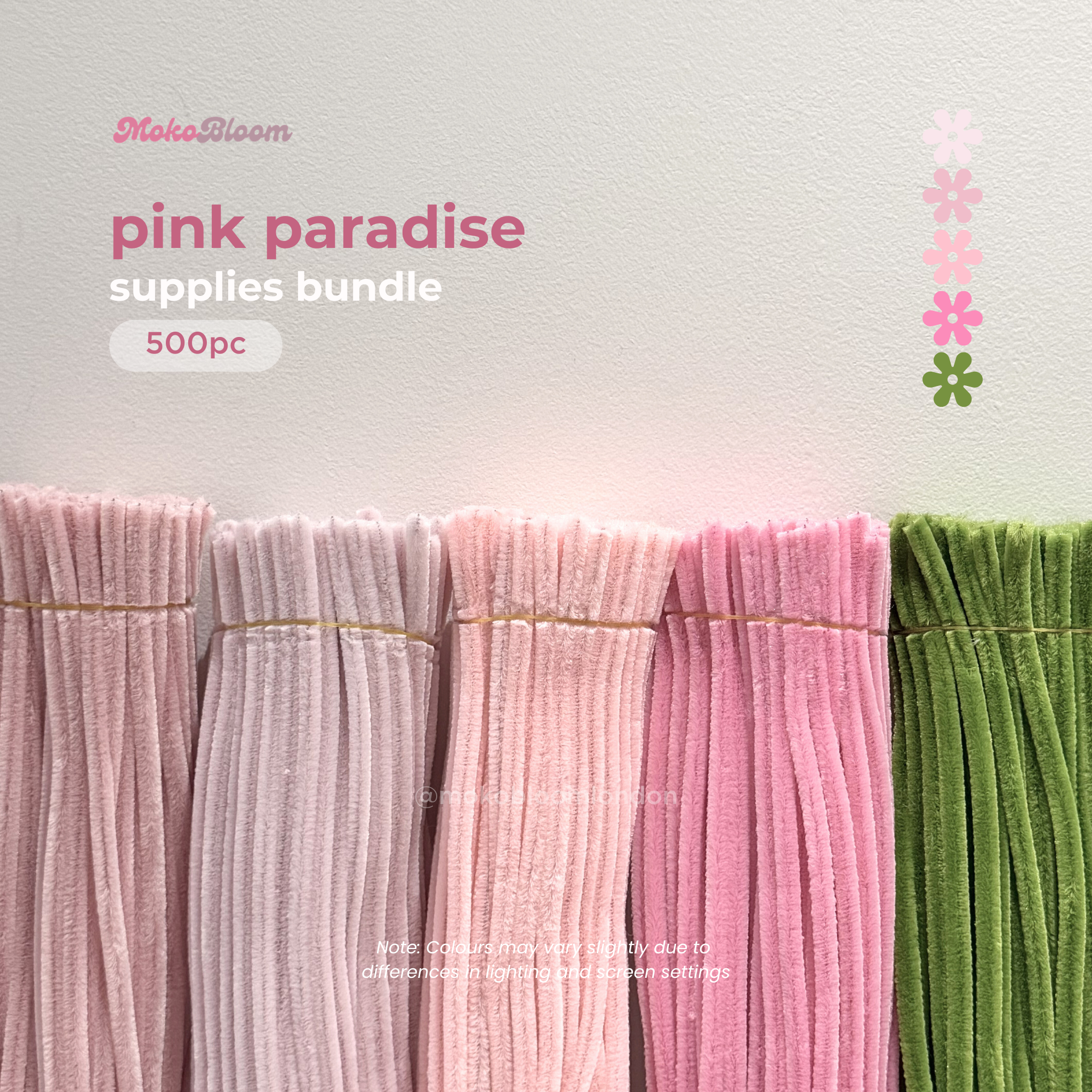 Pink Paradise Set | 500pc Pink Pipe Cleaner Supplies Bundle