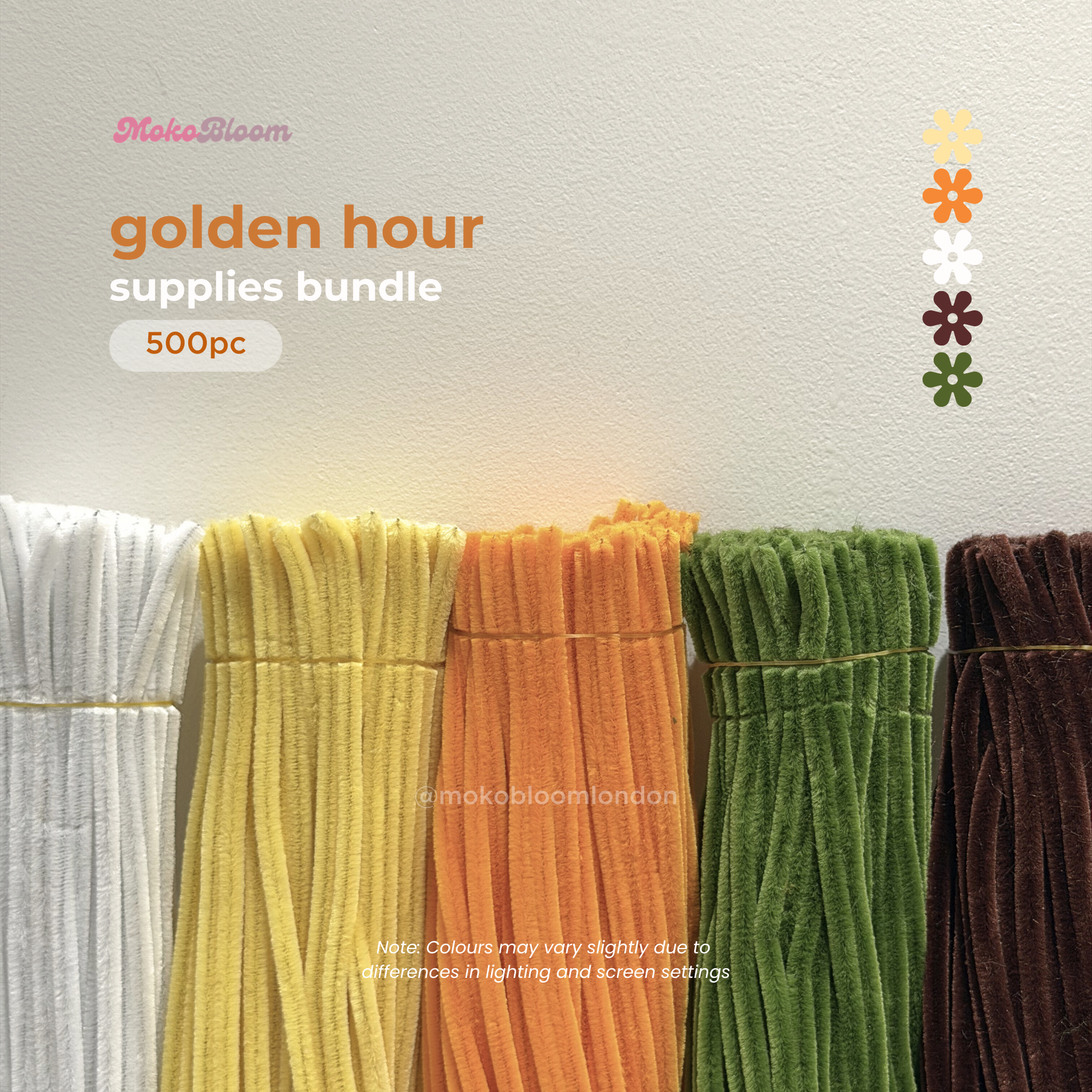 Golden Hour Set | 500pc Yellow/Orange Pipe Cleaner Supplies Bundle